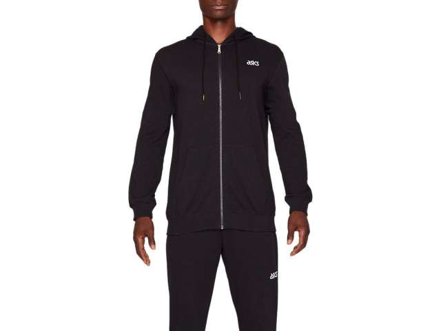 Asics French Terry Full Zip μαυρα | 4MTNdOM2B