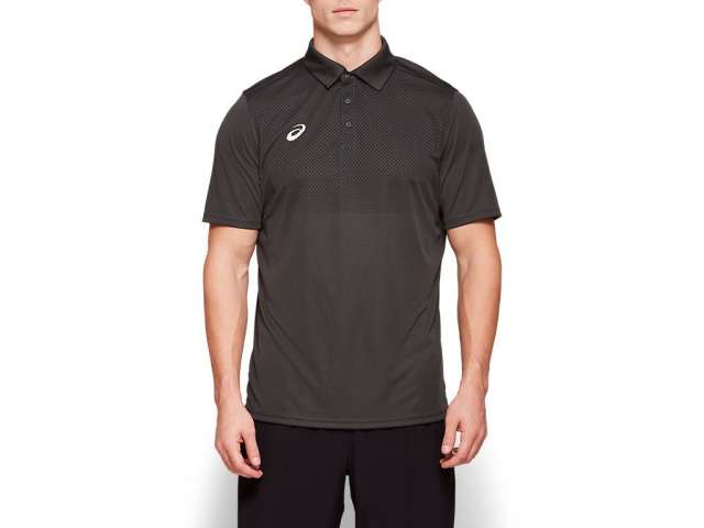 Asics Hex Print Polo μαυρα | YuxnCsm1E