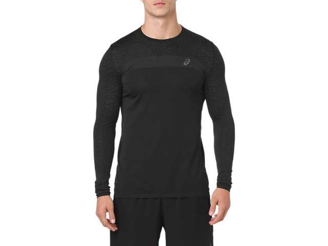 Asics Seamless Long Sleeve Texture μαυρα | URlAJVkMj