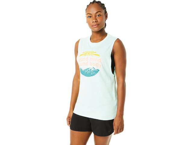 Asics Sound Mind, Sound Body Mountain Muscle Tank Fresh Ice Heather | JOQHjqmAp