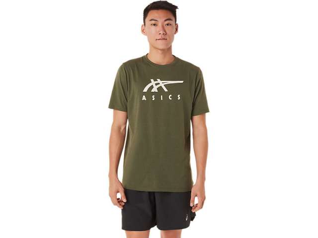 Asics Stripe κοντο Sleeve Tee Ελιά | Jwn92du0C