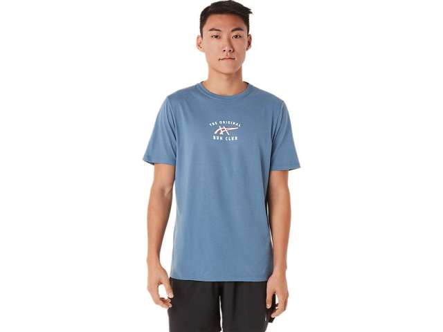 Asics κοντο Sleeve Run Club Tee μπλε | qYC93MCRF