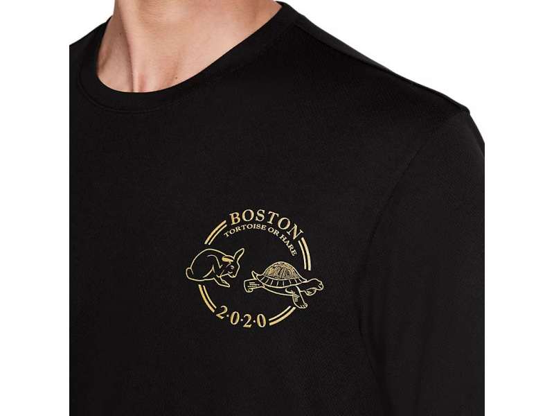 Asics Boston Tortoise & Hare Tech κοντο Sleeve Tee μαυρα | Eerbqjgjc