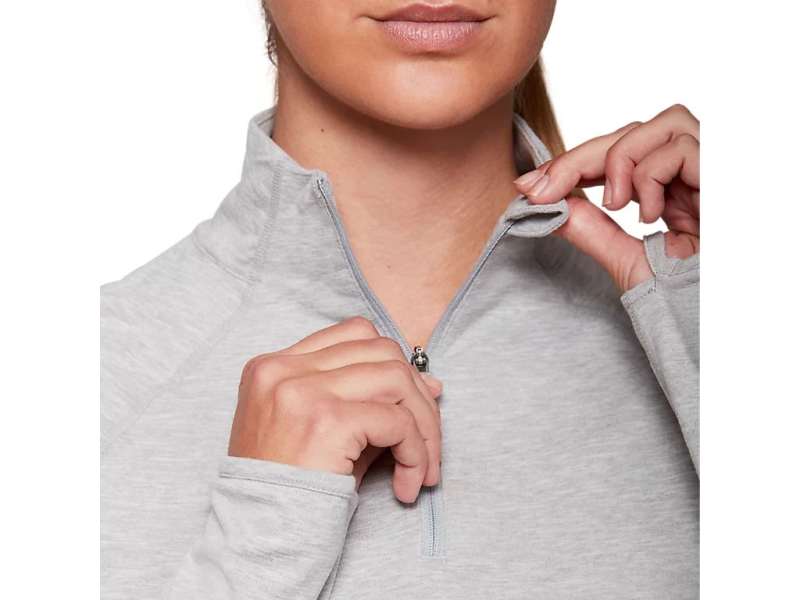 Asics Dorai Quarter Zip ανοιχτο γκρι | zBJ2MItwW