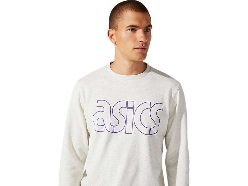 Asics French Terry Pullover Crew Birch Heather | Xi5f0u3Hq