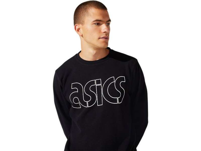 Asics French Terry Pullover Crew μαυρα | 3907DGAoQ