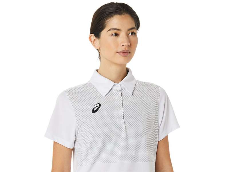 Asics Hex Print Polo ασπρα | Vkt0tZB7b