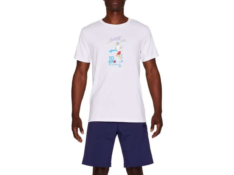 Asics Jersey Graphic κοντο Sleeve Tee ασπρα | EtCG9ADTS