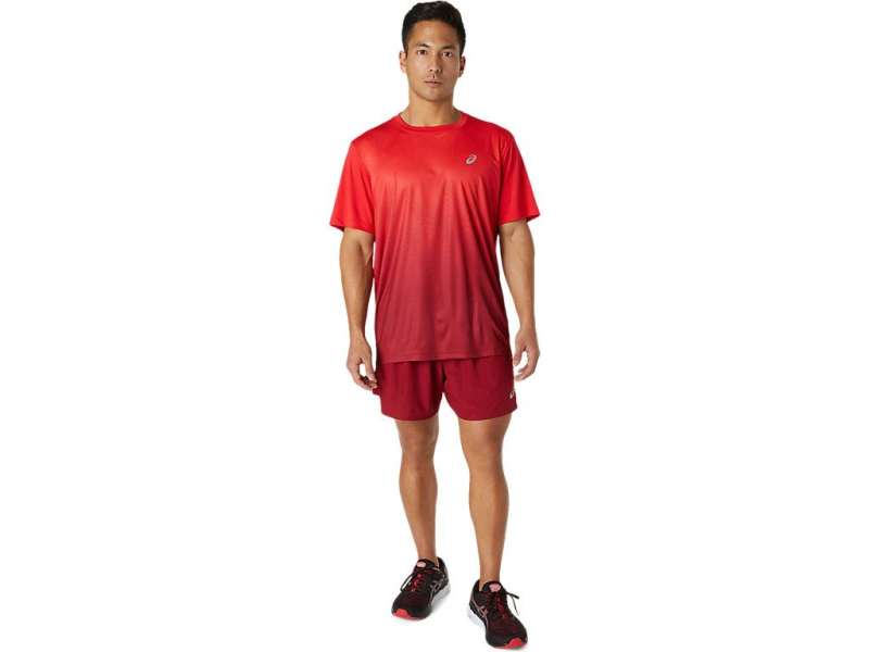 Asics Kasane κοντο Sleeve Electric Red/Burgundy | U0Ry4lJJY