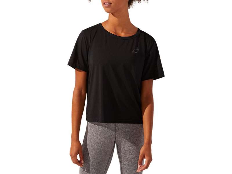 Asics Mesh κοντο Sleeve Crop μαυρα | a52aagJZ0