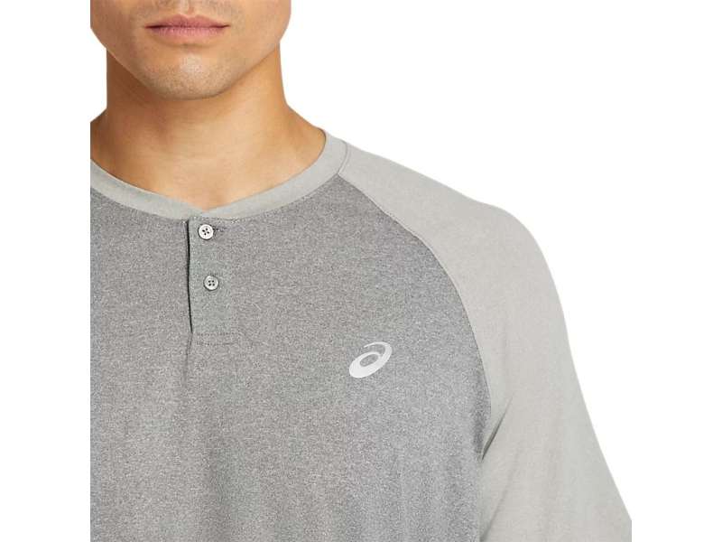 Asics Performance κοντο Sleeve Henley γκρι | SjZbKjfub