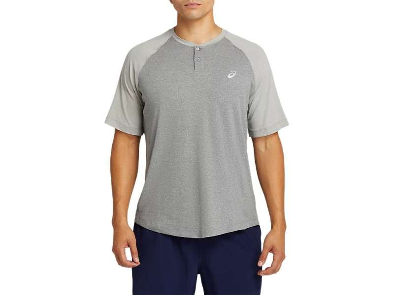 Asics Performance κοντο Sleeve Henley γκρι | SjZbKjfub