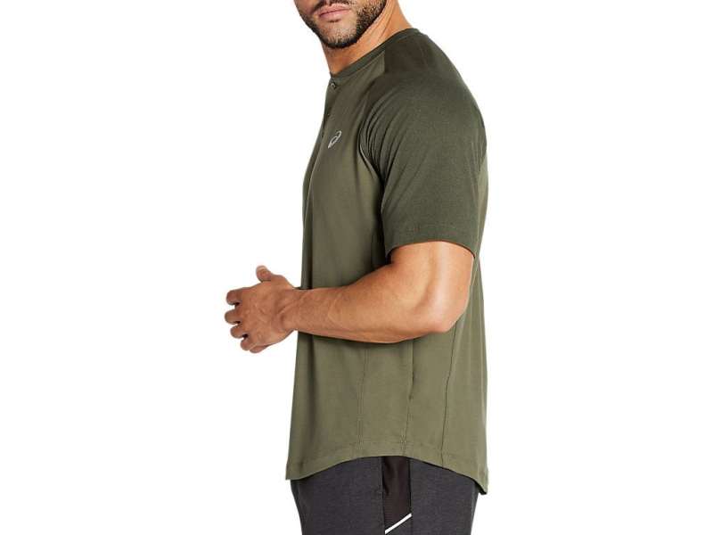 Asics Performance κοντο Sleeve Henley πρασινο | 3YXxXGq0A