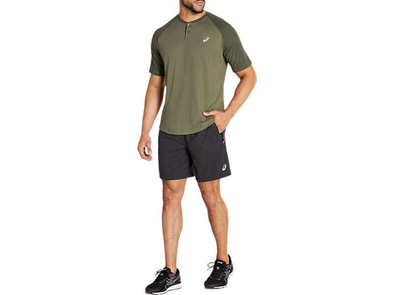 Asics Performance κοντο Sleeve Henley πρασινο | 3YXxXGq0A