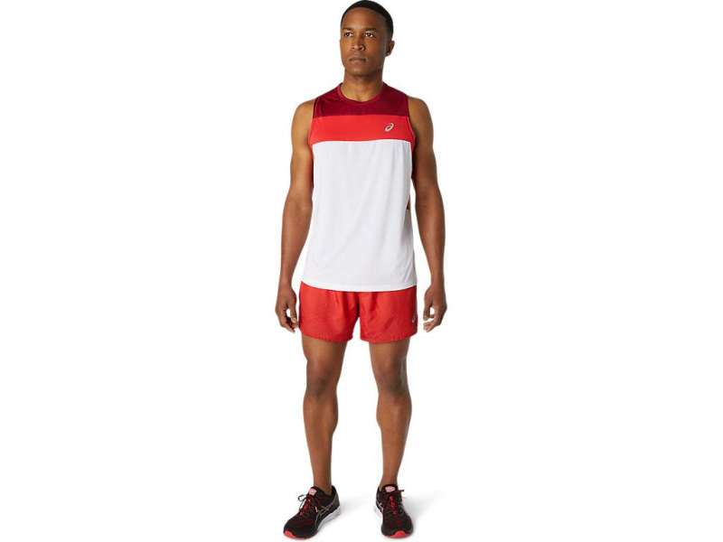 Asics Race Singlet Brilliant White/Burgandy | Uylr9J12N