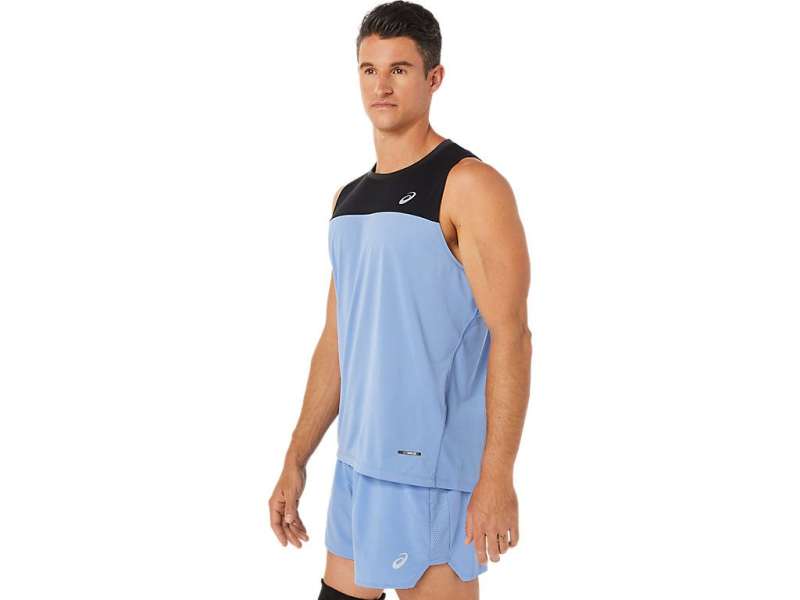 Asics Race Singlet Performance Black/Blue Harmony | z2rL92ybP