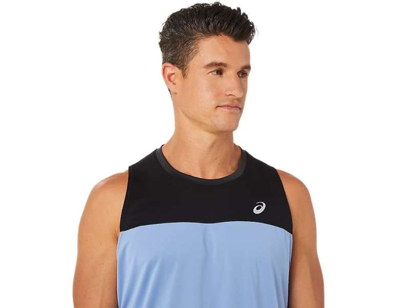 Asics Race Singlet Performance Black/Blue Harmony | z2rL92ybP