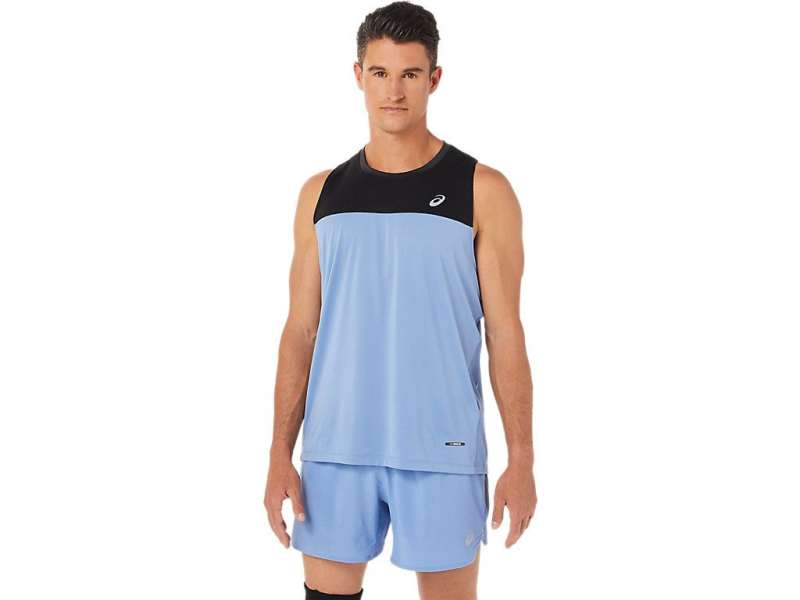 Asics Race Singlet Performance Black/Blue Harmony | z2rL92ybP