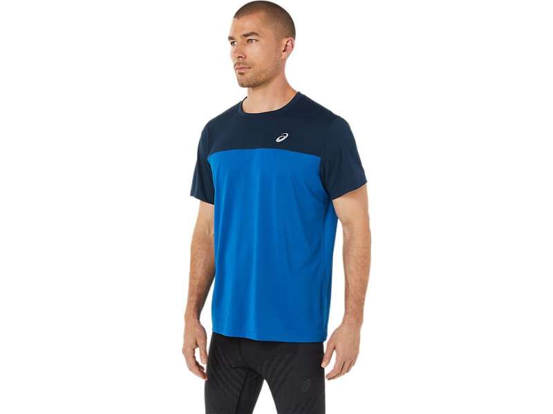 Asics Race κοντο Sleeve French Blue/Lake Drive | R6ZVLu1QD