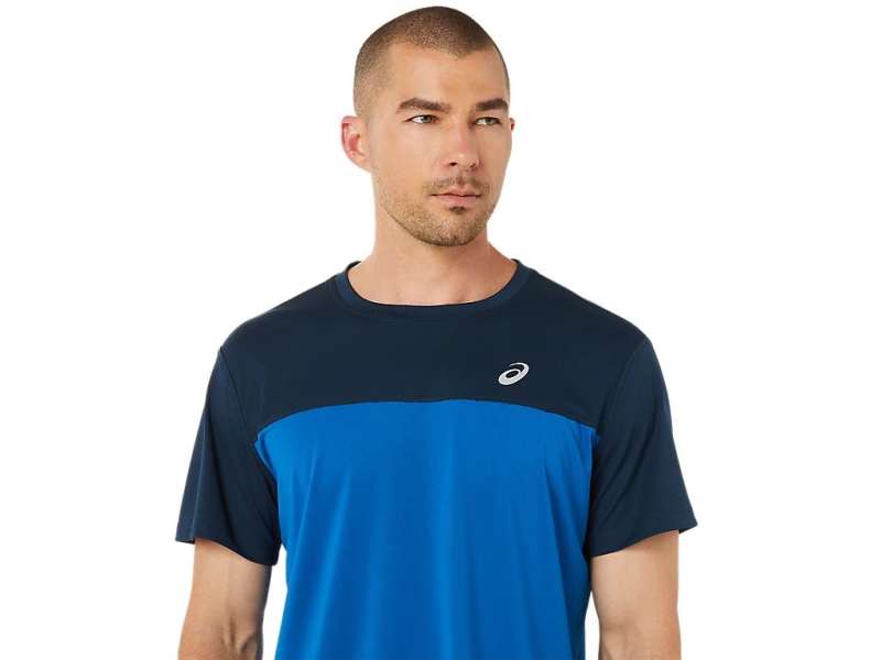 Asics Race κοντο Sleeve French Blue/Lake Drive | R6ZVLu1QD