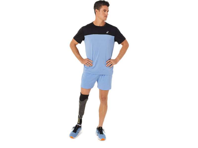 Asics Race κοντο Sleeve Performance Black/Blue Harmony | uarY9bKPb