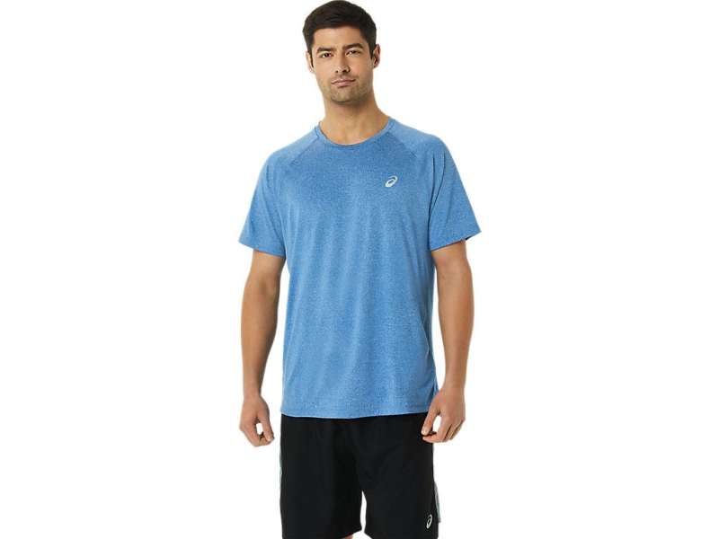 Asics Ready-set Lyte κοντο Sleeve Lake Drive Heather | uWGNZYdHt