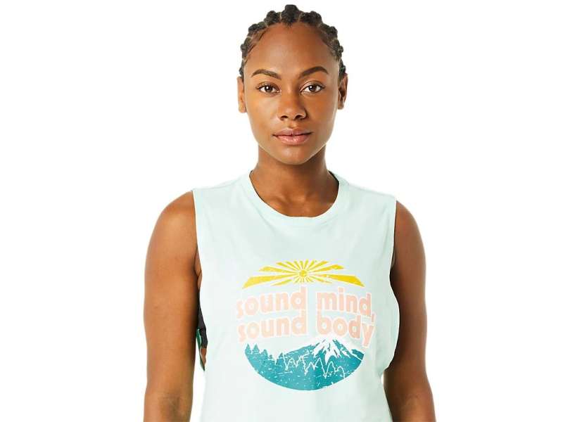 Asics Sound Mind, Sound Body Mountain Muscle Tank Fresh Ice Heather | JOQHjqmAp