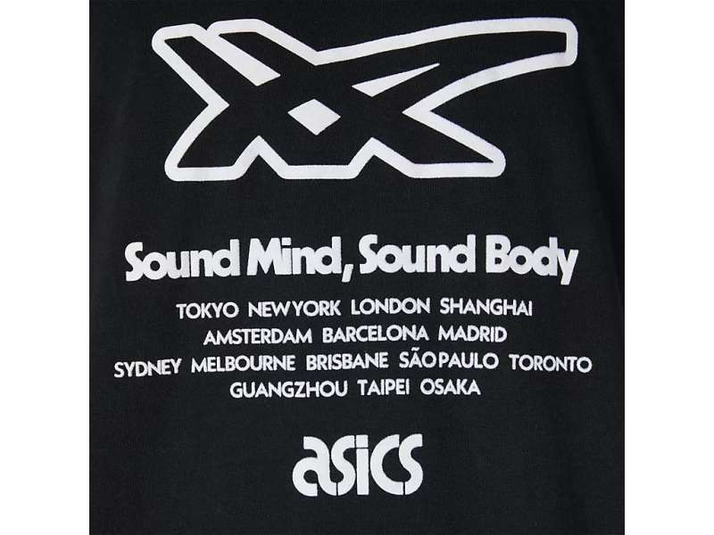 Asics Stripe Graphic κοντο Sleeve Tee μαυρα | 1LkxuUdQ9