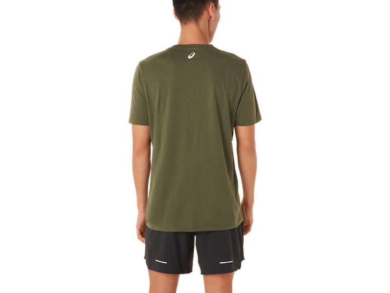 Asics Stripe κοντο Sleeve Tee Ελιά | Jwn92du0C