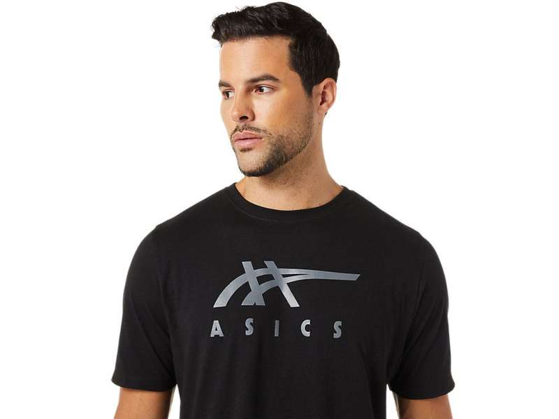 Asics Stripe κοντο Sleeve Tee μαυρα | fCxsrDlWC