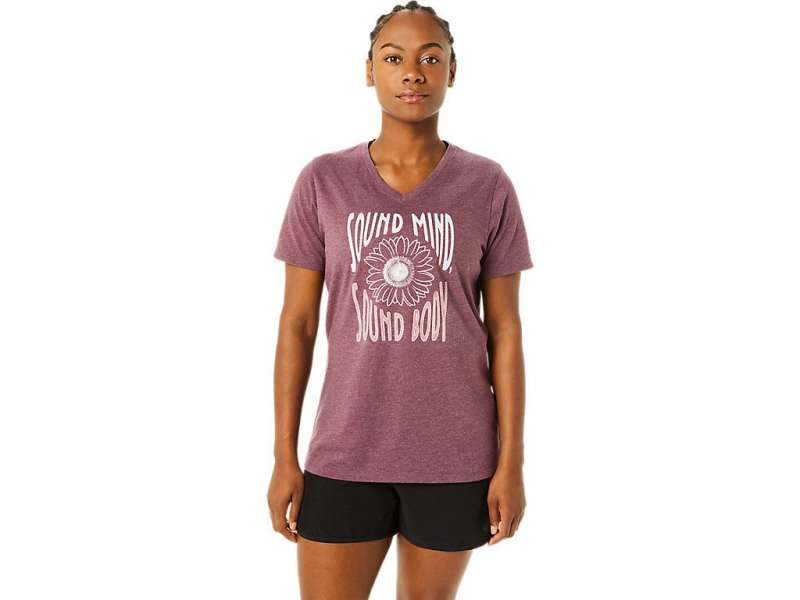 Asics Sunflower Slogan V-neck βαθυ | MrdJWsrKc