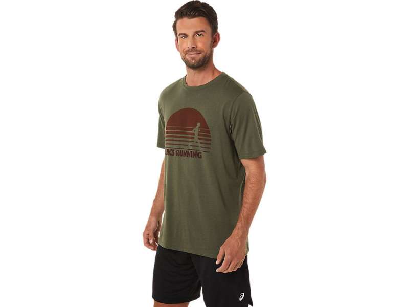 Asics Sunrise Runner Graphic Tee Ελιά | LtgbrBRxg