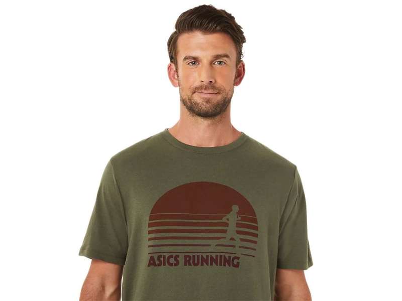 Asics Sunrise Runner Graphic Tee Ελιά | LtgbrBRxg