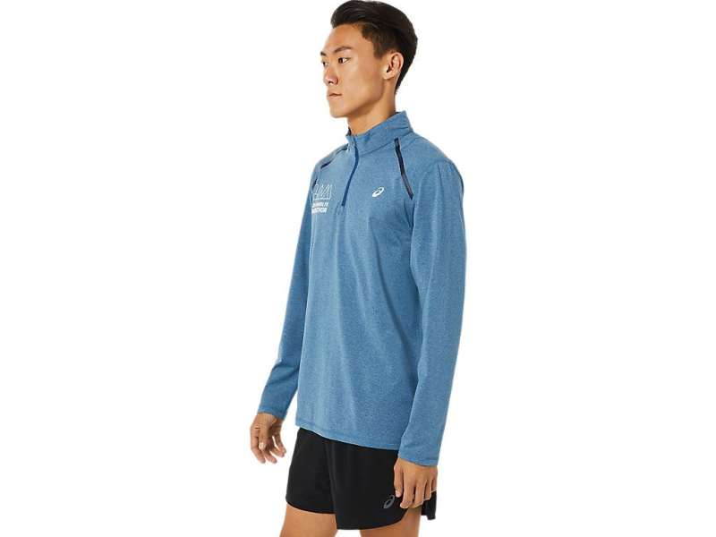 Asics Unisex Lam Thermopolis Half Zip μπλε | ZiNt2YOy9