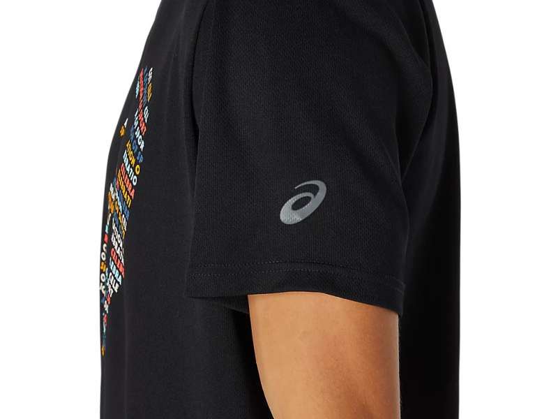 Asics Unisex Logo Print κοντο Sleeve μαυρα | 9m5x0pZ4v