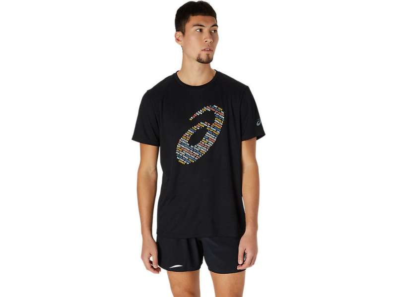 Asics Unisex Logo Print κοντο Sleeve μαυρα | 9m5x0pZ4v