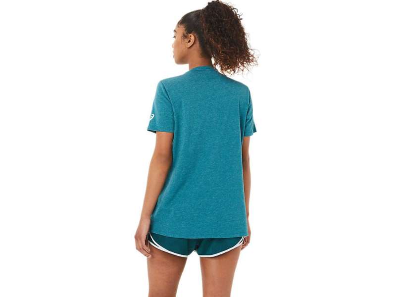 Asics κοντο Sleeve Est 1977 V-neck Tee Velvet Pine Heather | 8sx2im4vi