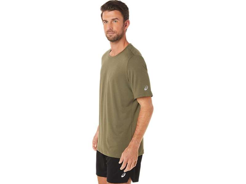 Asics κοντο Sleeve Heather Tech Ελιά | zs9tkNxjN