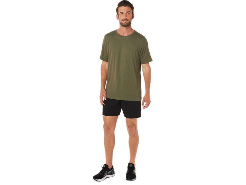 Asics κοντο Sleeve Heather Tech Ελιά | zs9tkNxjN