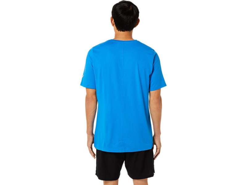 Asics κοντο Sleeve Heather Tech μπλε | A663s1LjW