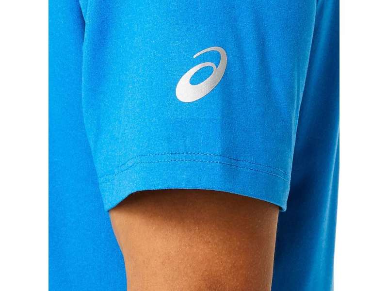 Asics κοντο Sleeve Heather Tech μπλε | A663s1LjW