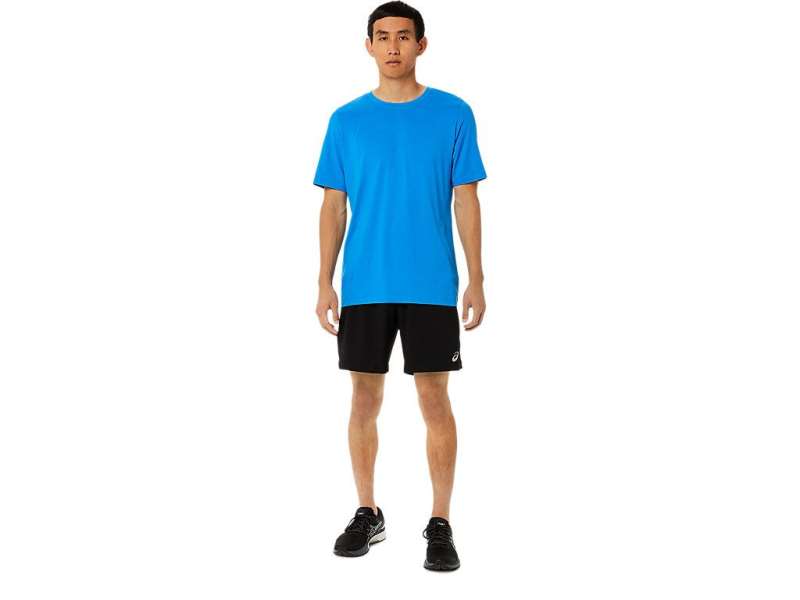 Asics κοντο Sleeve Heather Tech μπλε | A663s1LjW