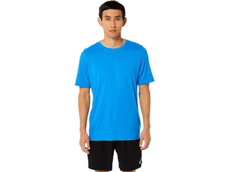 Asics κοντο Sleeve Heather Tech μπλε | A663s1LjW