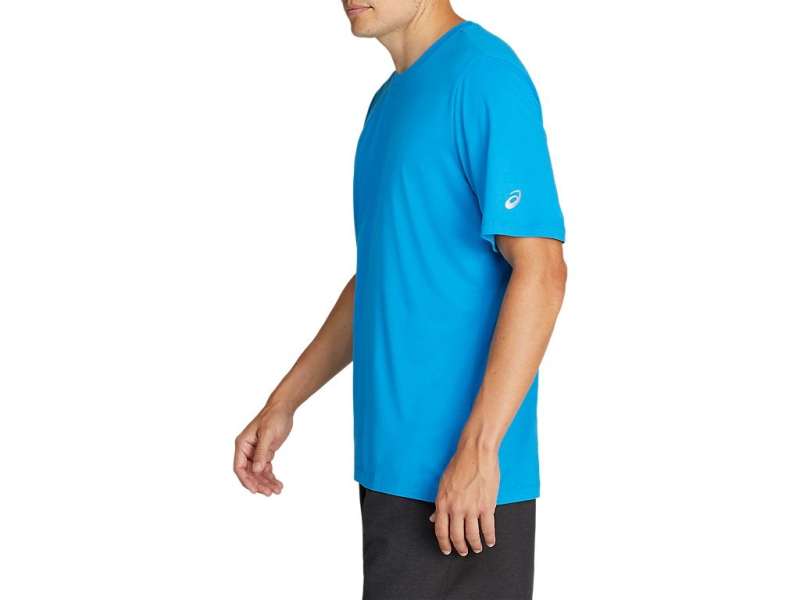 Asics κοντο Sleeve Heather Tech μπλε | BdbKLbiXG