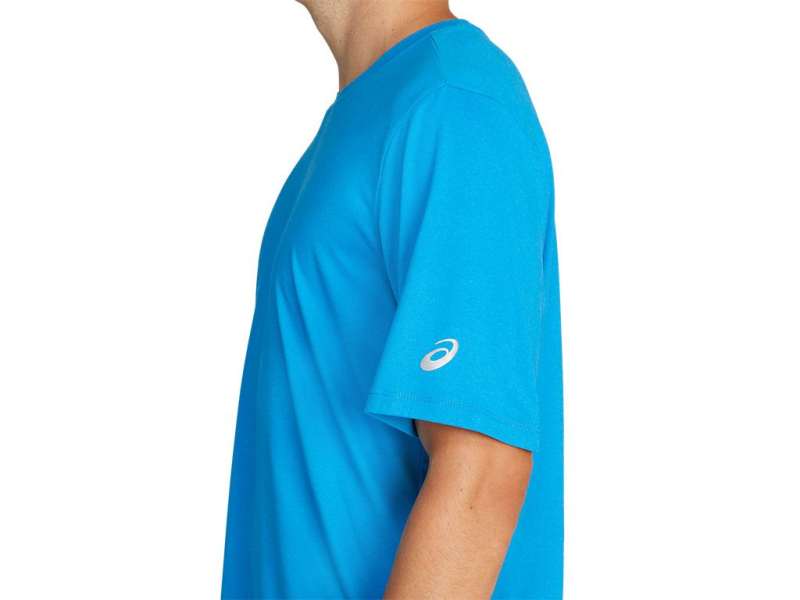 Asics κοντο Sleeve Heather Tech μπλε | BdbKLbiXG