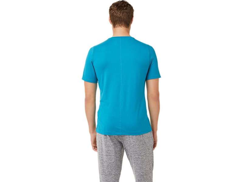 Asics κοντο Sleeve Heather Tech μπλε | Q8hJRjsaB