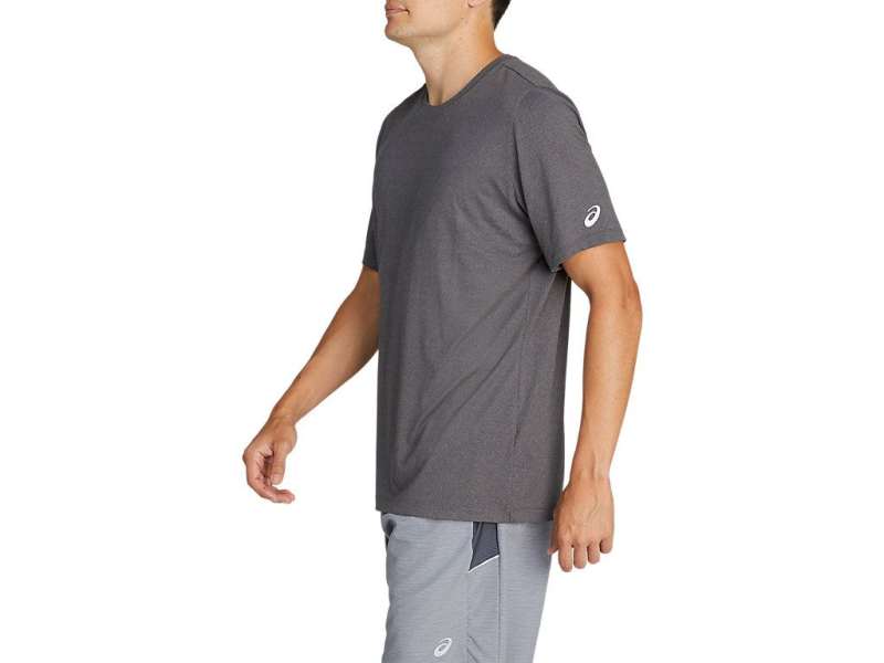 Asics κοντο Sleeve Heather Tech σκούρο γκρι | cfbCFfBua