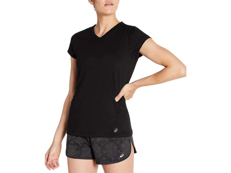 Asics κοντο Sleeve Pr Lyte V-neck μαυρα | T4lCjZXe5