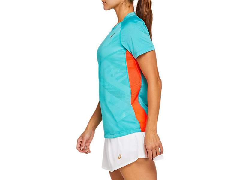 Asics τενις κοντο Sleeve Tee Techno Cyan | l5tSiK8E8